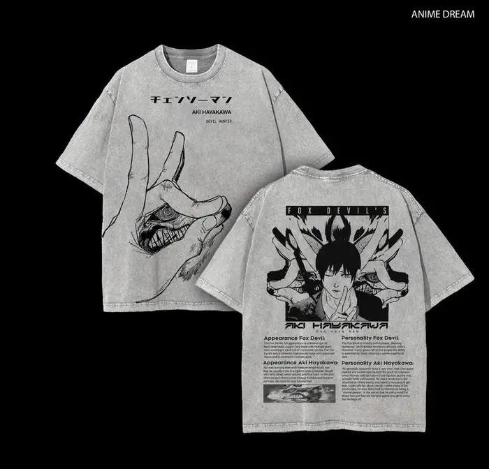 Manga tronçonneuse homme T-Shirt graphique Hayakawa Aki imprimé Vintage lavé