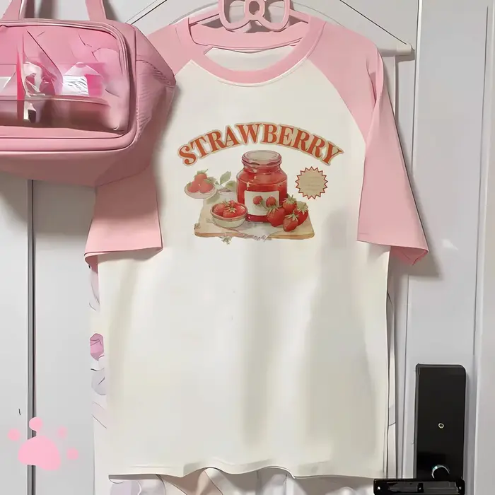 Fraise t-shirts femmes imprimé design vêtements actifs tenue décontracté t-shirt femme années 2000