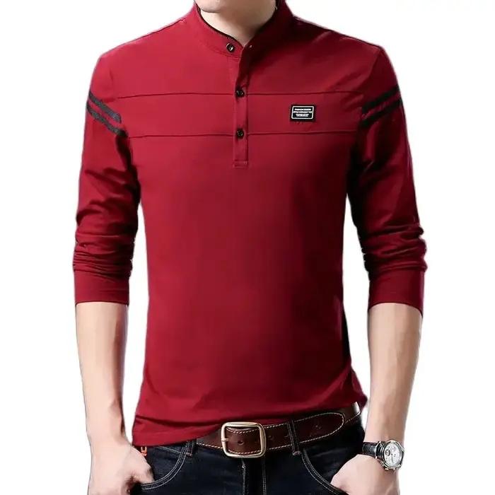 Polo à manches longues et col montant pour hommes