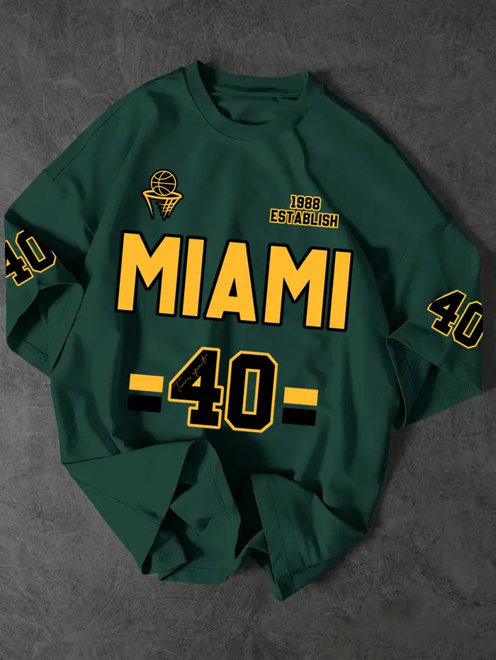 T-shirt graphique vintage en jersey de sport « Miami 1988 »