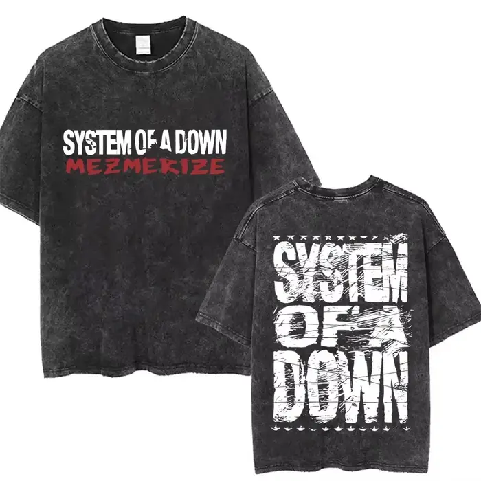 T-shirts graphiques délavés System of A Down Toxicity Album pour hommes et femmes