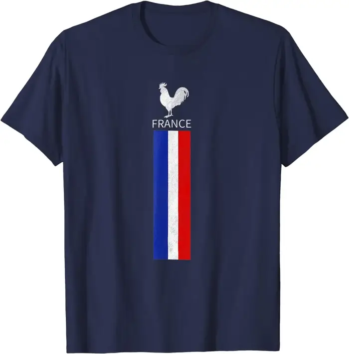 T-Shirt Décontracté en Coton de l'Équipe de Football de France, 03/4 Saisons
