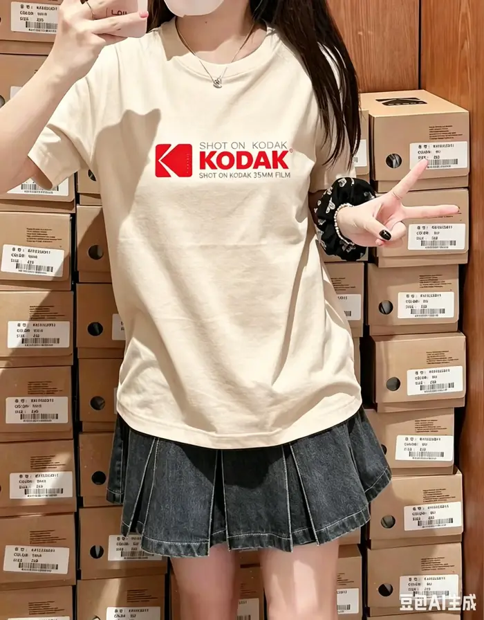 T-shirt 2026 Kodak Shot On Kodak 35MM Film Print, Streetwear coréen, Coton, Coupe Oversize, Style Ré