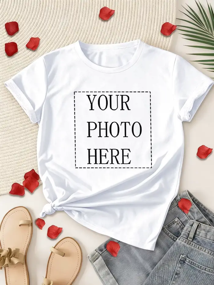 T-shirt pour femme avec photo et texte imprimés