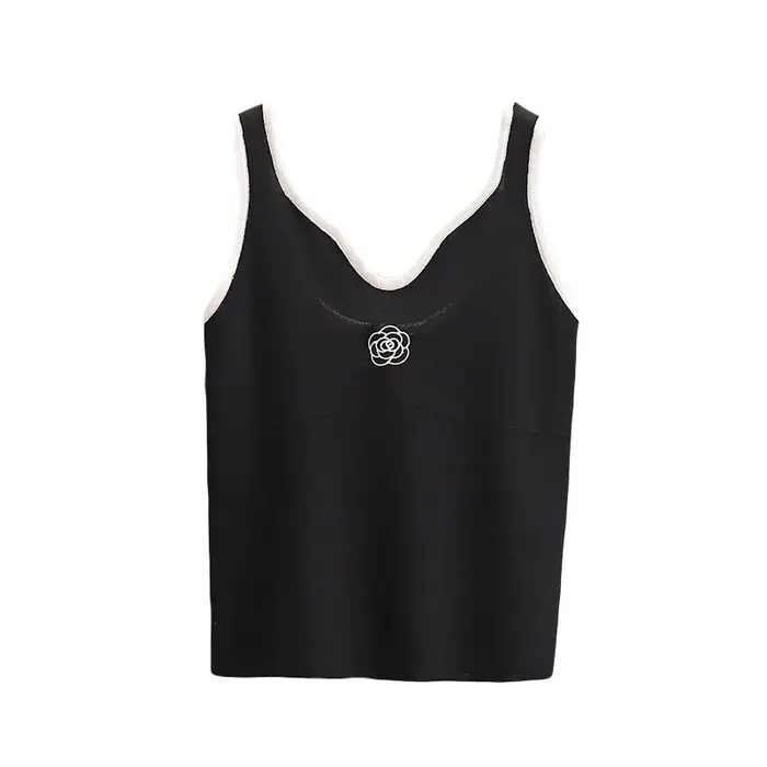 T-shirt sans manches à fleurs blanches pour femmes