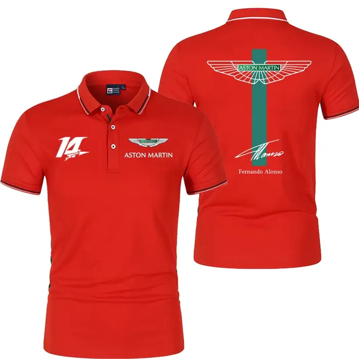 Polo de sport d'été pour hommes de l'équipe Aston Martin Racing Fernando Alonso