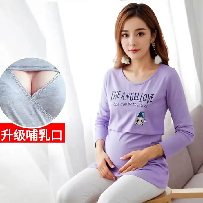 2025 été post-partum femmes allaitement T-shirt à manches courtes col rond maternité t-shirts d'alla