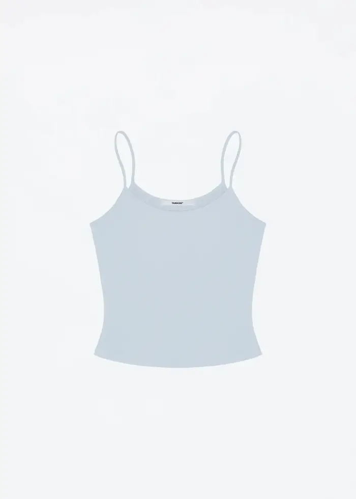 Tank Top Babydoll bleu ciel à bretelles, couleur soja gris brume, nouvelle couleur, teinture fixe, c