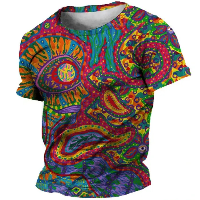 T-shirts graphiques Graffiti colorés mode d'été à manches courtes Hip Hop 3D imprimé