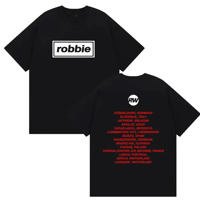 Robbie Williams Tour 2026 T-shirt imprimé pour hommes et femmes