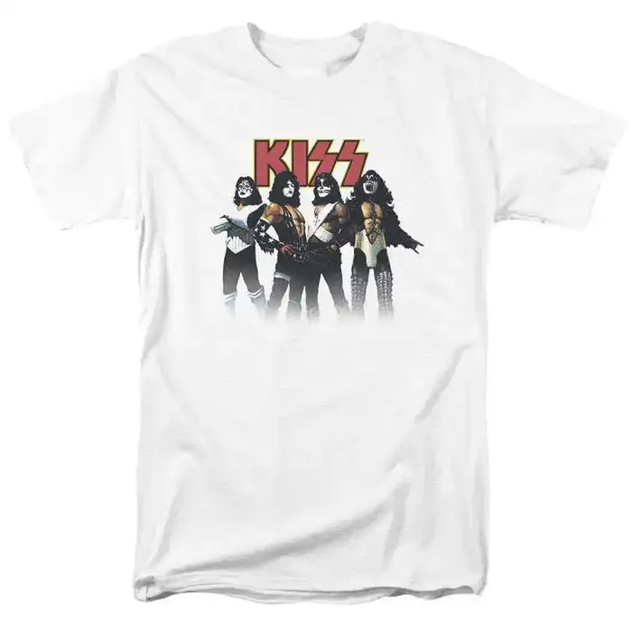 Nouveau T-shirt pour homme en coton pur lourd de style vintage américain rock-punk de la groupe KISS
