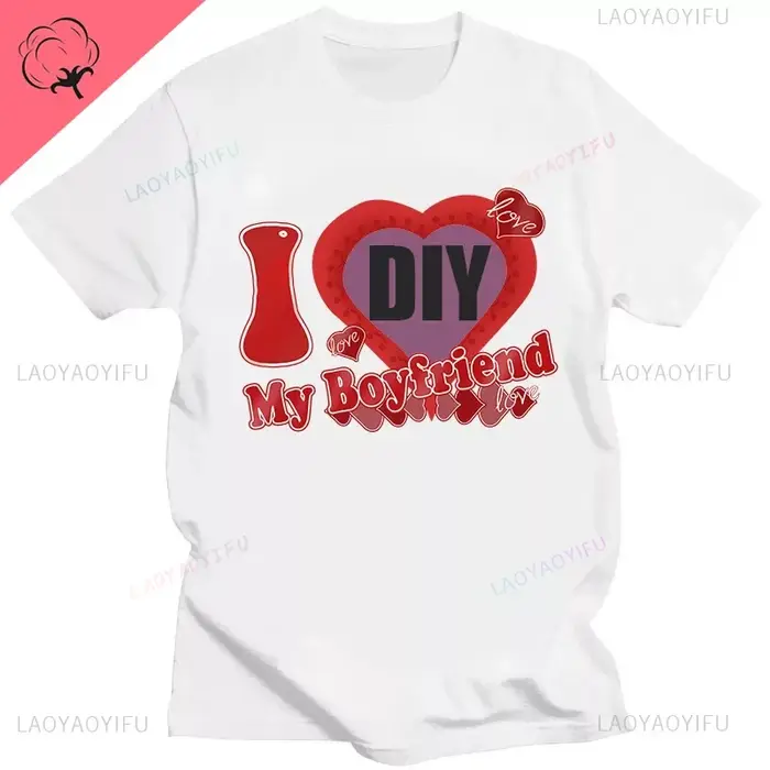 Bricolage personnaliser imprimé Streetwear Couple T-shirt j'aime mon petit ami petite amie