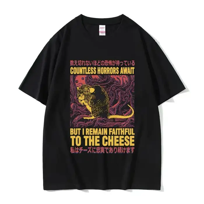 T-shirt col rond pour hommes, humoristique, avec image de Rat japonais, Vintage, à la mode, surdimen