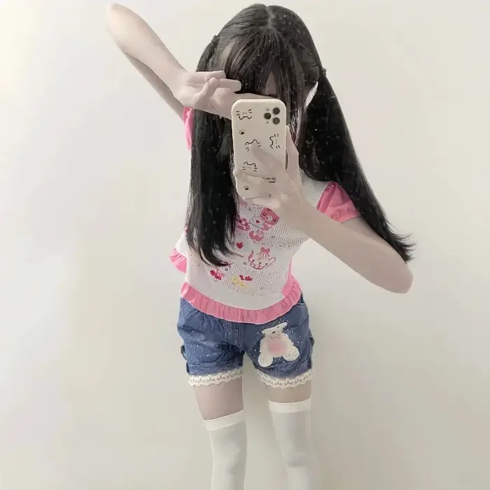 T-shirts courts imprimés de dessins animés pour filles japonaises