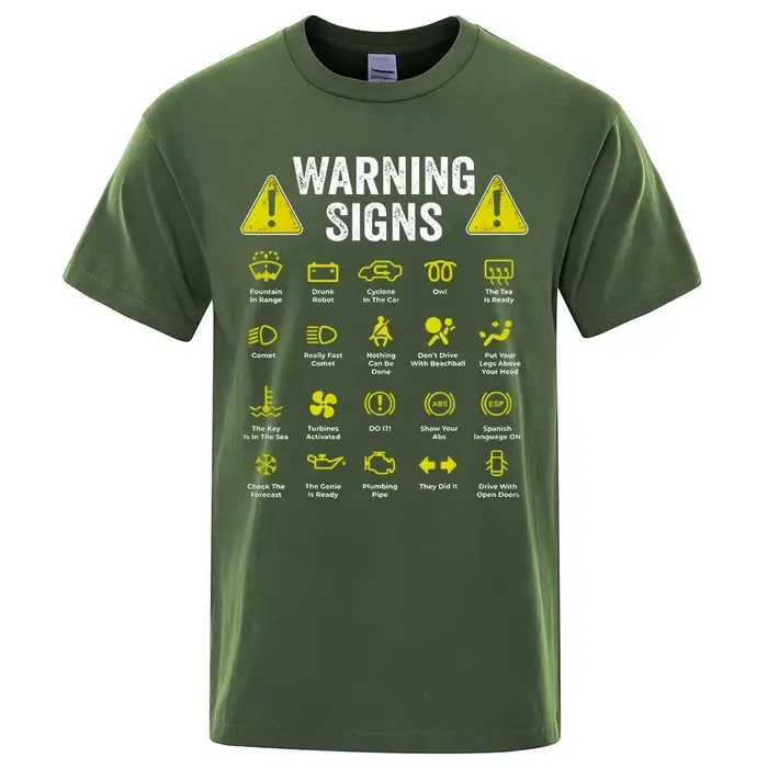 T-shirt en coton pour hommes, avec impression drôle de signes d'avertissement de conduite, cadeau po