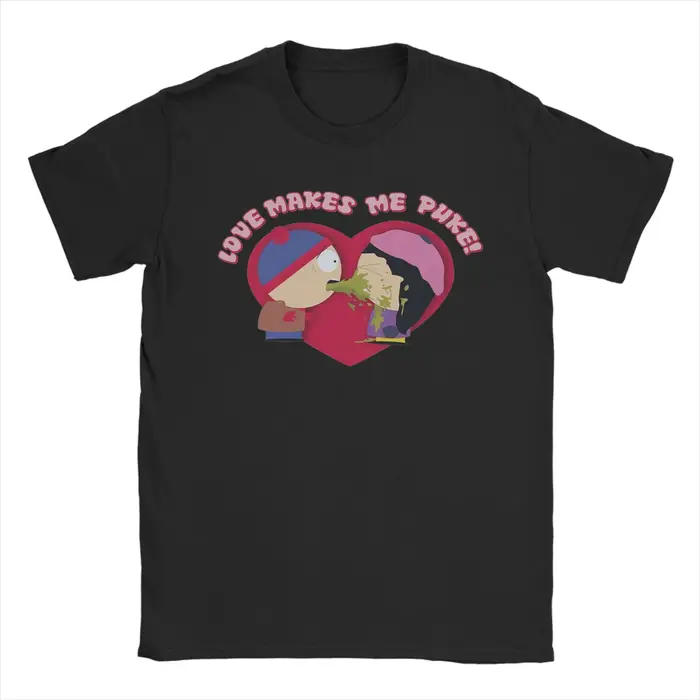 Souths Parks T-Shirt pour hommes femmes pur coton créatif T-Shirt col rond amour me rend Puke t-shir