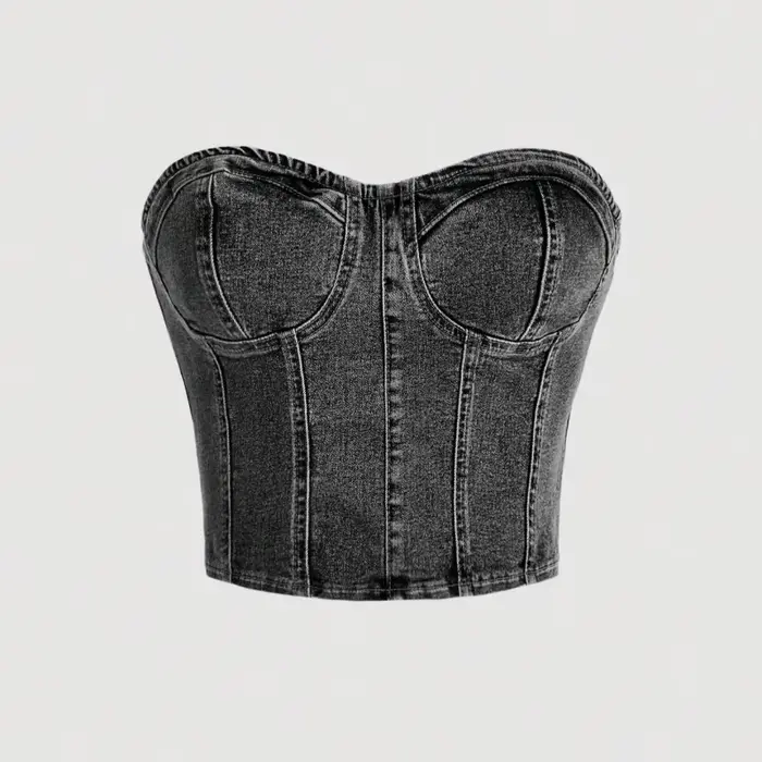 Haut court de cow-girl sexy avec un design rétro à la taille cintrée