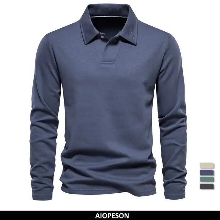AIOPESON Polo brodé pour hommes mode cou col rabattu