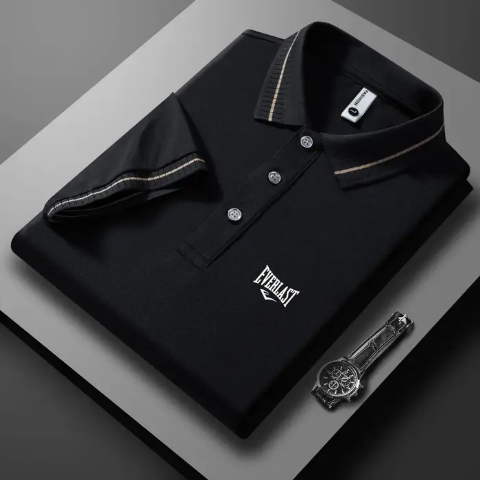 Polo Homme de Luxe à Manches Courtes avec Lettres Gaufrées