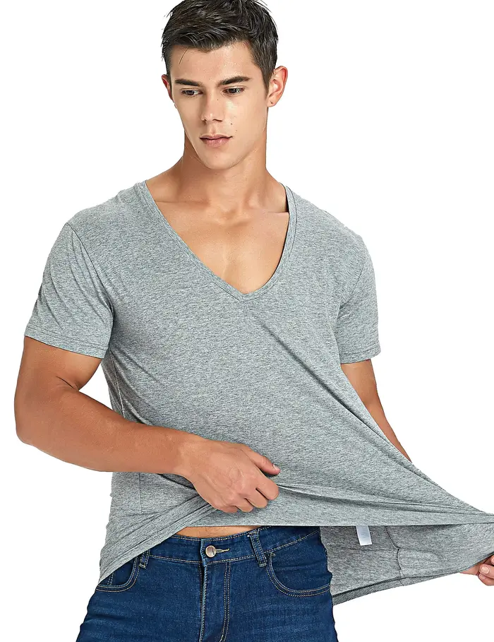 T-shirt à col en V profond pour hommes