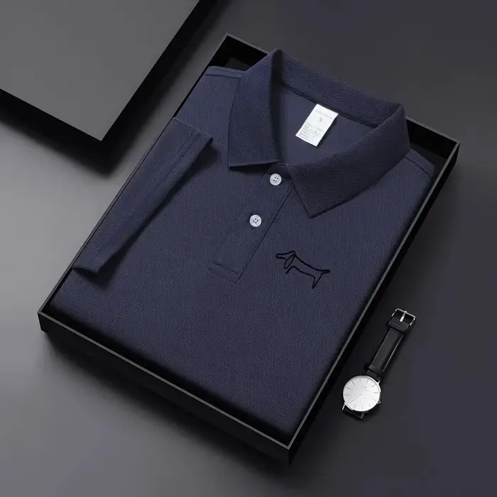Nouveau T-shirt décontracté à col pour homme en tissu respirant de couleur unie, idéal pour le golf,