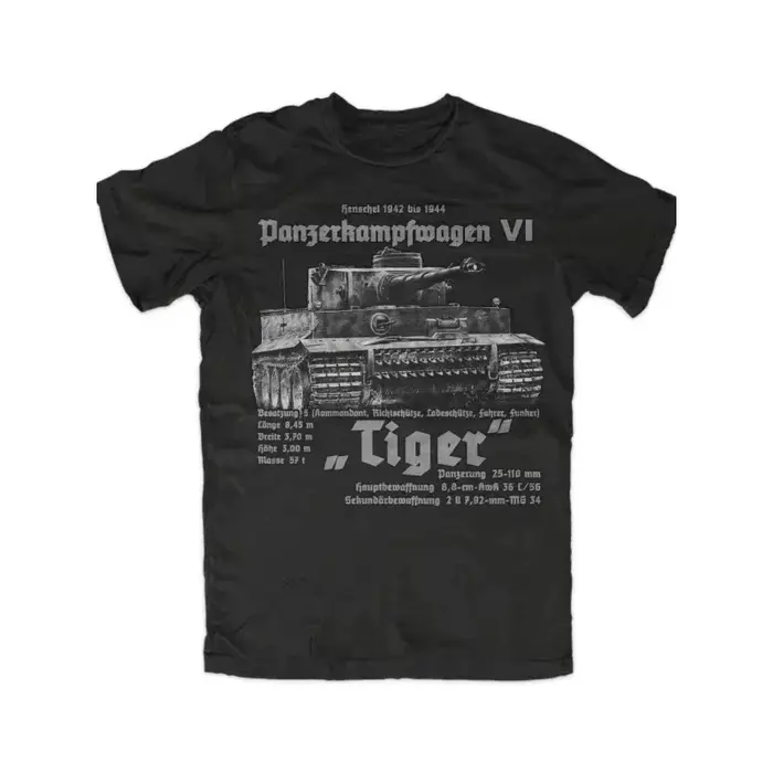 T-shirt American WW2 Défense Force Tank Force King Tiger Tank. T-Shirt d'été en coton à manches cour