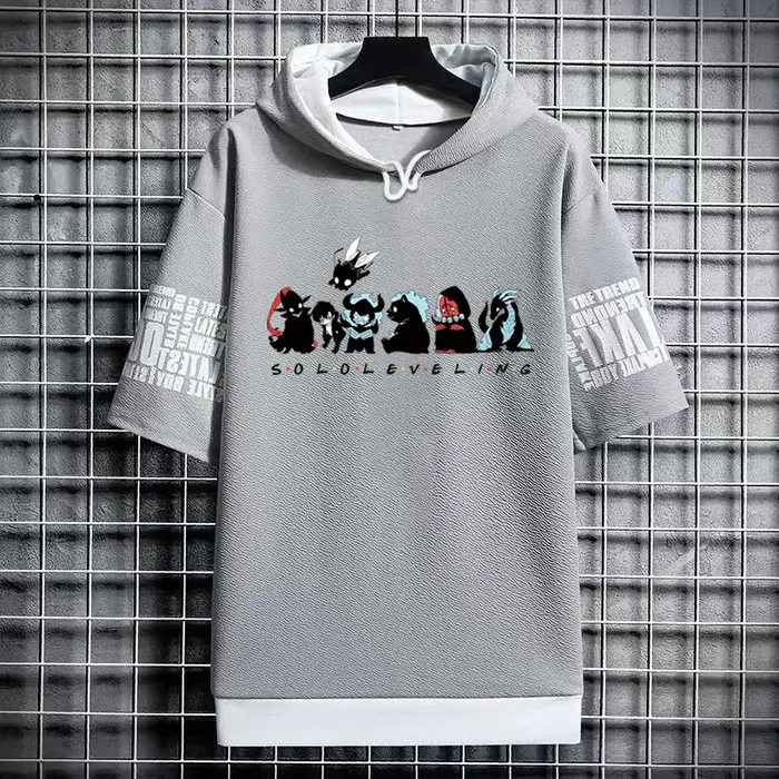 Solo nivellement T-Shirt à capuche nouveau Anime Manga chemise noire