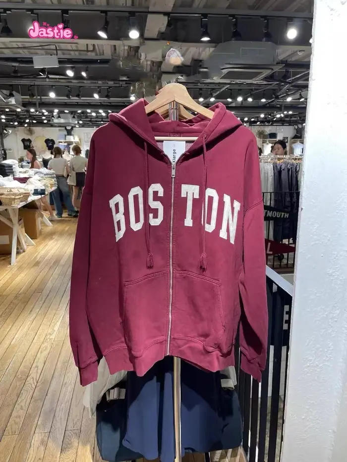 Sweat à Capuche en Coton pour Femme, Vêtement Décontracté, avec Lettres Imprimées, Fermeture Éclair,