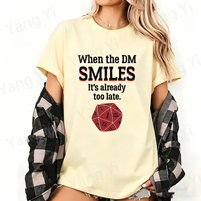 T-shirt unisexe en coton imprimé DM pour jeux de rôle sur table