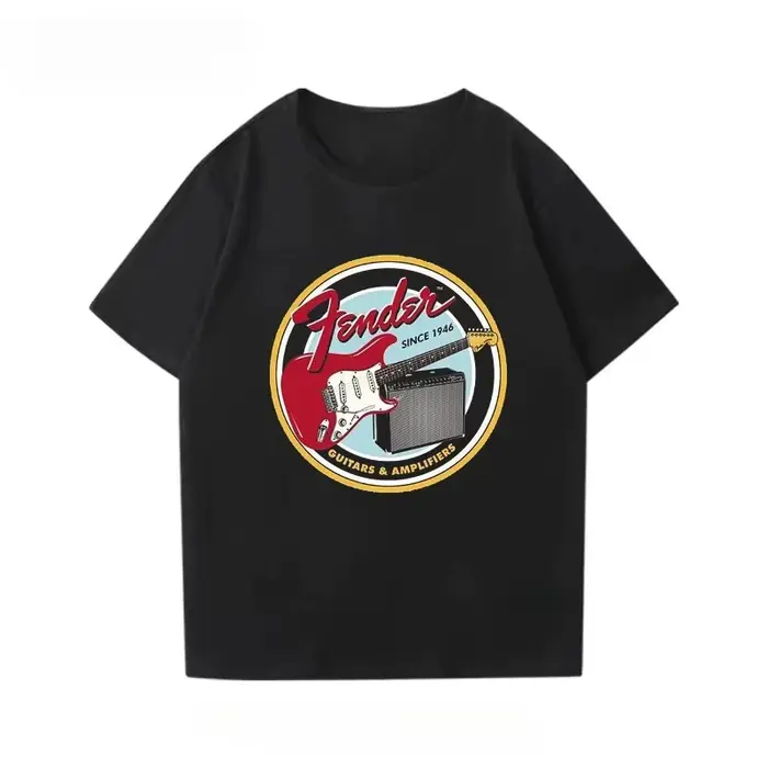 Fender guitare électrique à manches courtes imprimé T-shirt pour garçons guitariste Performance tenu
