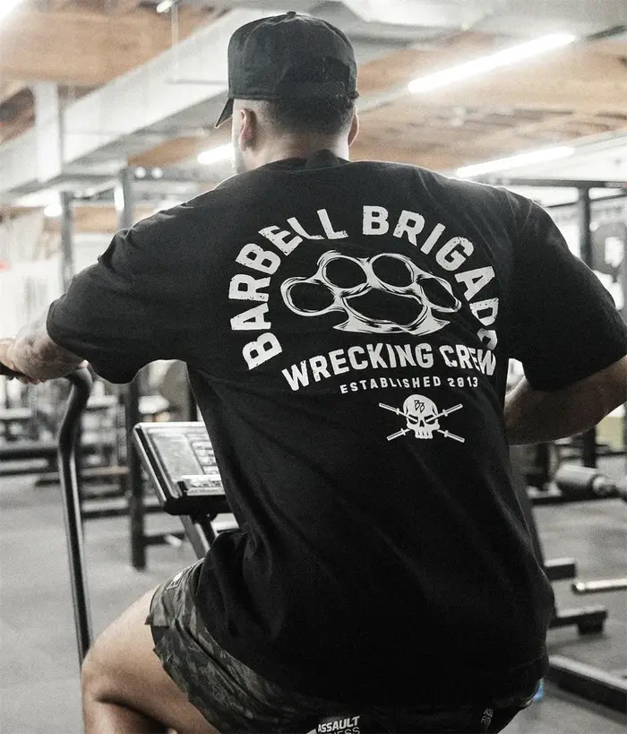 Barbell Brigade 2025 T-Shirt de gymnastique d'été pour hommes en coton à manches courtes musculation Fitness entraînement musculaire t-shirts vêtements de sport à la mode