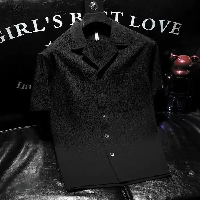 Chemise à Manches Courtes et Col Cubain pour Homme, Vêtement Polyvalent, Personnalisé, à la Mode, de