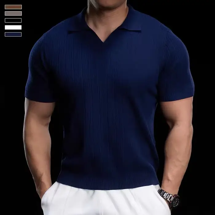 Polo en tricot côtelé pour homme