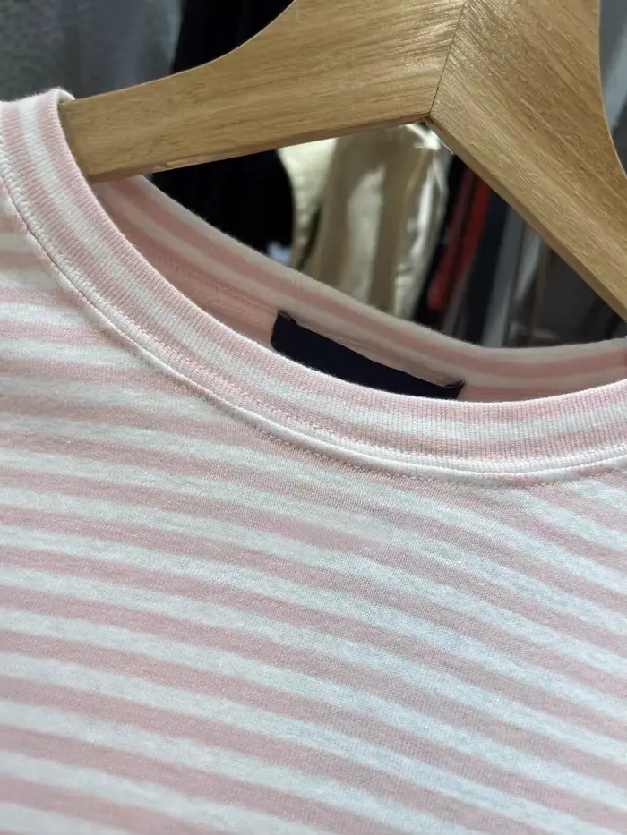 T-shirt à manches longues rayé rose pour femmes