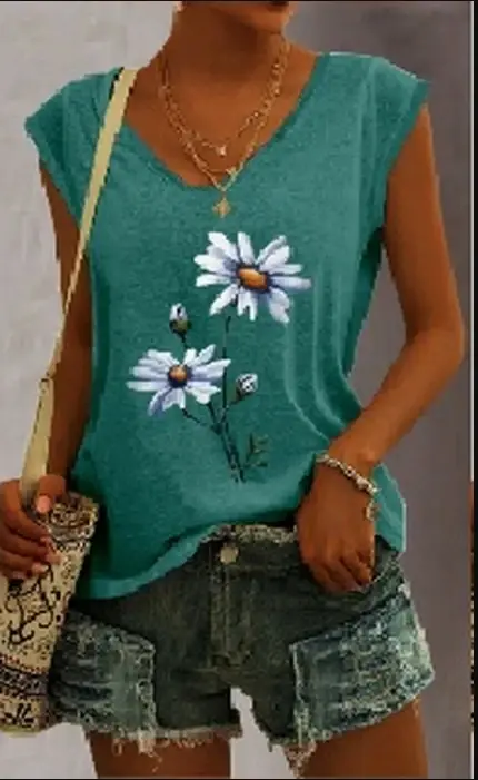 T-shirt col V femme, estival et décontracté