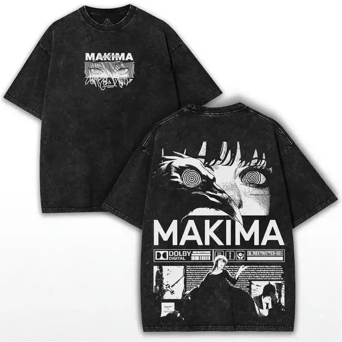 Tronçonneuse homme Makima Manga T-shirt hommes femmes vêtements Vintage lavé surdimensionné T-shirt 