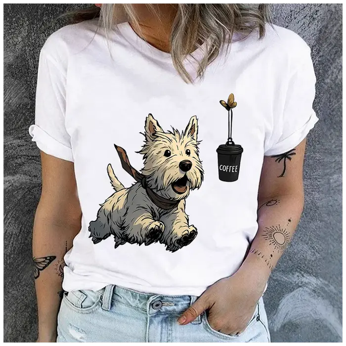 T-shirt en coton 100% pour hommes et femmes, imprimé mignon avec motif yak, col rond, décontracté, m