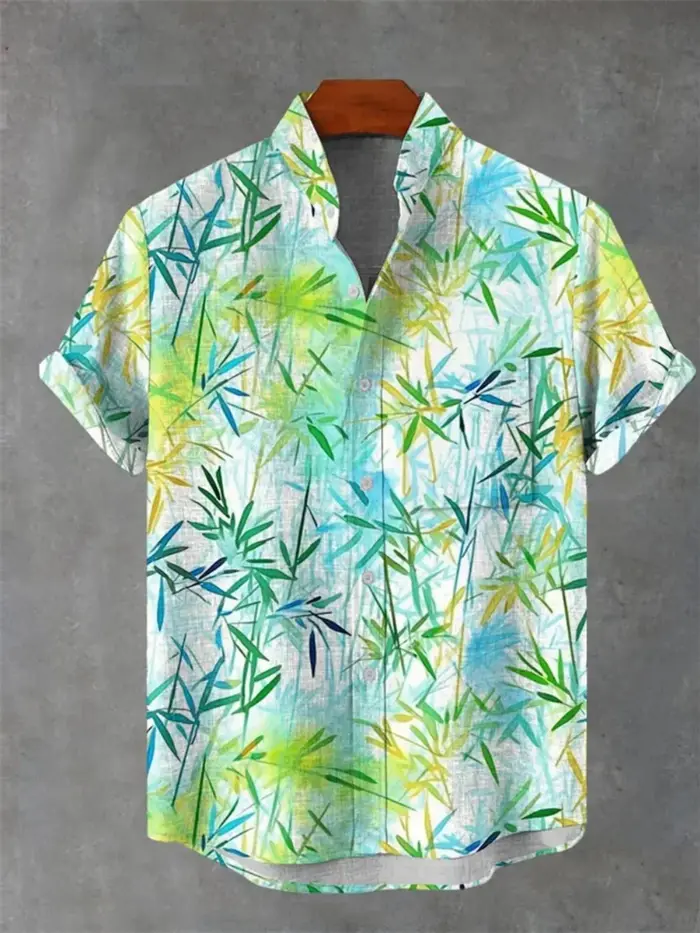 Chemise en lin à manches courtes pour hommes