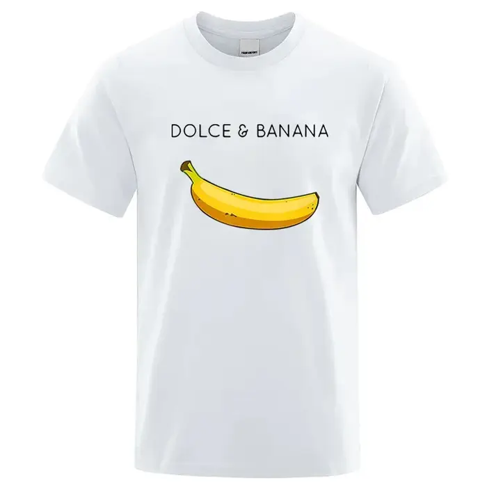 T-shirt d'été à manches courtes et col rond pour homme, 100% coton, de haute qualité, imprimé banane