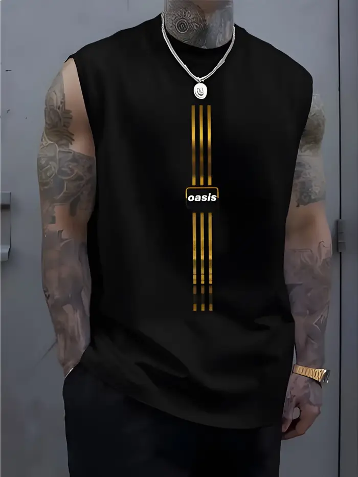 Débardeur Homme Été Style Américain Rétro Imprimé : Streetwear Hip-Hop, Coupe Ample, Col Rond, Sans 