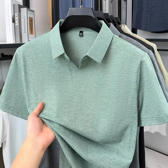 Polo uni mélangé pour homme