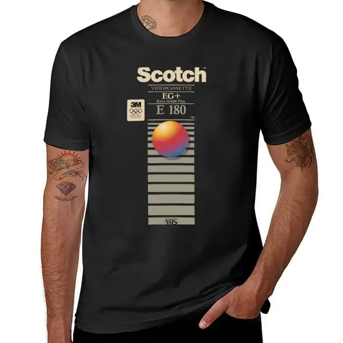 VHS Scotch E180 T-Shirt pour hommes, vêtements hiphélicoptère, vêtements Kawaii, sweat-shirts
