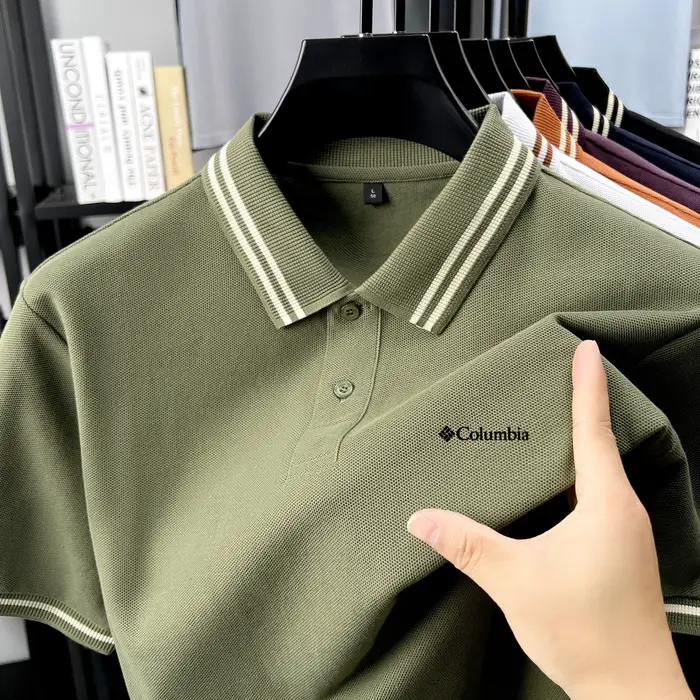 Polo classique pour homme à double bordure avec logo Columbia