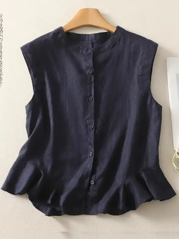 Chemise sans manches en lin pour femmes