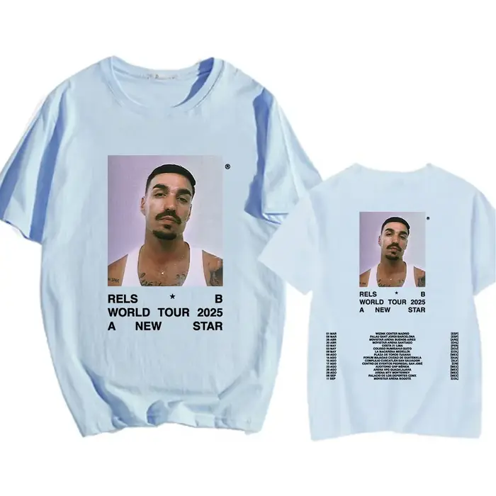 Un nouveau Star World Tour 2025 Rels B t-shirt Hip Hop unisexe Streetwear à manches courtes col rond hommes