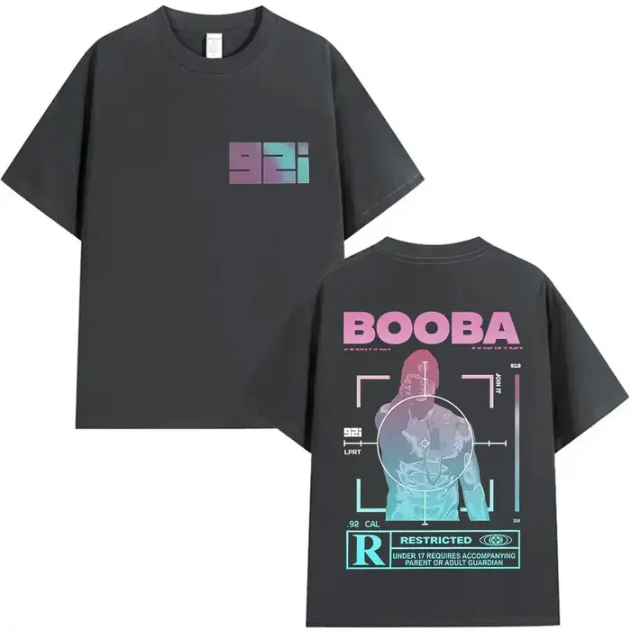 Rappeur BOOBA B2O Tour 2025 t-shirts graphiques hommes Hip Hop gothique à manches courtes T-shirt rétro haute qualité