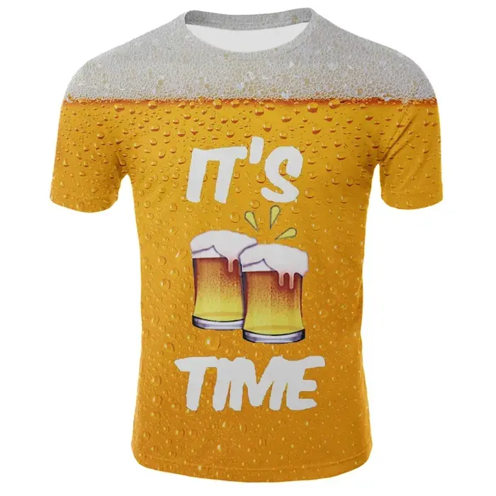 T-shirt imprimé 3D bière pour hommes