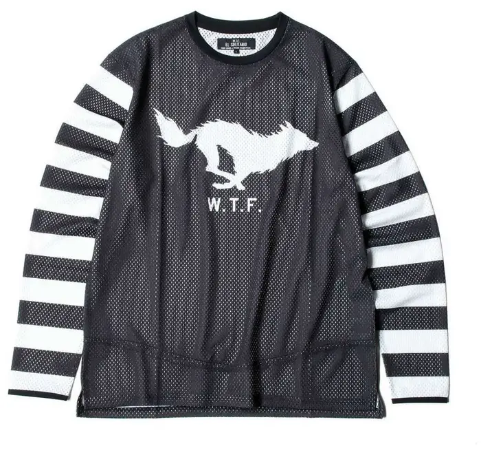 T-shirt de moto à manches longues en maille respirante motif loup bleu pour motard et streetwear