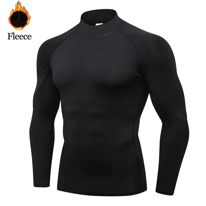 T-shirt d'hiver pour hommes polaire rapide chemise de course chaude à manches longues haut de Compre
