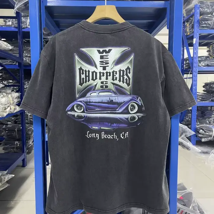Été Vintage West Coast Choppers Imprimé Lavage T-Shirt Femmes Coton Respirant Rétro Biker Style Coup